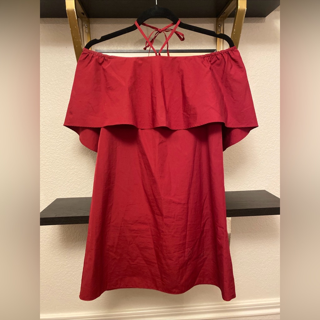Pristine - Alice And Olivia Maroon Off The Shoulder Mini Dress- Size Xs